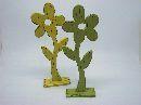Holzblume z.Stellen 2x GELB und 2x GRUEN 36,5cm