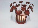 Teelichtglas mit Herzen ROT-WEISS 14x12cm