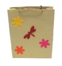 Papiertasche mit Filzblüte BUNT 20x8x25cm