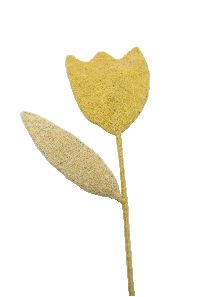 Blume dopp.m.Stab+Blatt GELB-NATUR   83cm                          