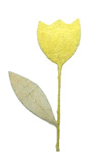 Blume dopp.m.Stab+Blatt GELB-NATUR   100cm                         