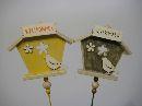 Holzgartenstecker FARB. SORTI. 25x14x36cm Haus m.Vogel