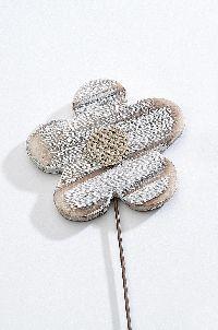 Blume Stecker Holz NATUR 7cm Drahtstiel
