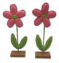 Blume zum Stellen PINK Kunstleder + Holz 9x3,5x21,5cm (LxBxH)