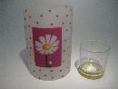 Windlicht Blume mit Glas PINK 