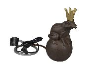Wasserspeier Froschkönig BRAUN auf Kugel mit Pumpe 14x12xH24cm  441696 Gusseisen