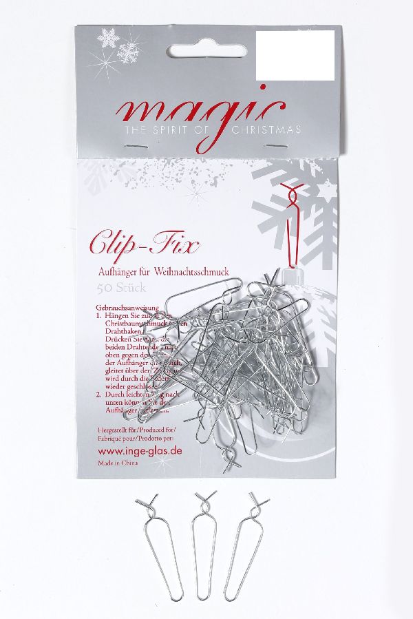 Clip Fix Aufhänger SILBER   4cm 50 Stück für Weihnachtsschmuck