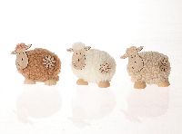 Schaf Bibble Wolle Keramik CREME-BRAUN 862308051 13x7xH6cm