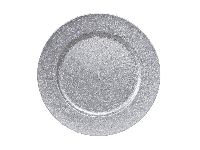 Teller mit Rand SILBER-GLITTER  223075 Ø33cm, rund, Kunststoff