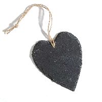 Schieferherz zum Hängen 69253  raue Kante 10x10cm mit Juteband