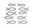 Streuartikel SILBER 15792 Inhalt: 60 Stück Fisch  4cm+5cm gem. Holz