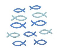 Streuartikel BLAU Fisch  4cm+5cm gem. Holz 15792