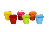 Eimer Metall / Metalleimer gelb rot pink grün orange blau Ø11,5xH10,5cm 481869