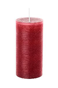 Stumpenkerze DLux durchgefärbt BORDEAUX Alu-Sicherheitsfolie H120 Ø58 mm  handgegossen