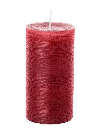 Stumpenkerze DLux durchgefärbt BORDEAUX Alu-Sicherheitsfolie H130 Ø68 mm  handgegossen