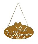 Schild Willkommen mit Herz ROST 420721 28,5xH16cm zum Hängen