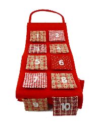 Adventskalender ROT 65807 23x130cm Filz m. Stoffsäckchen