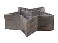 Sternschale Holz GRAU 245708 zum Bepflanzen Ø28,5xH9,5cm mit Folie