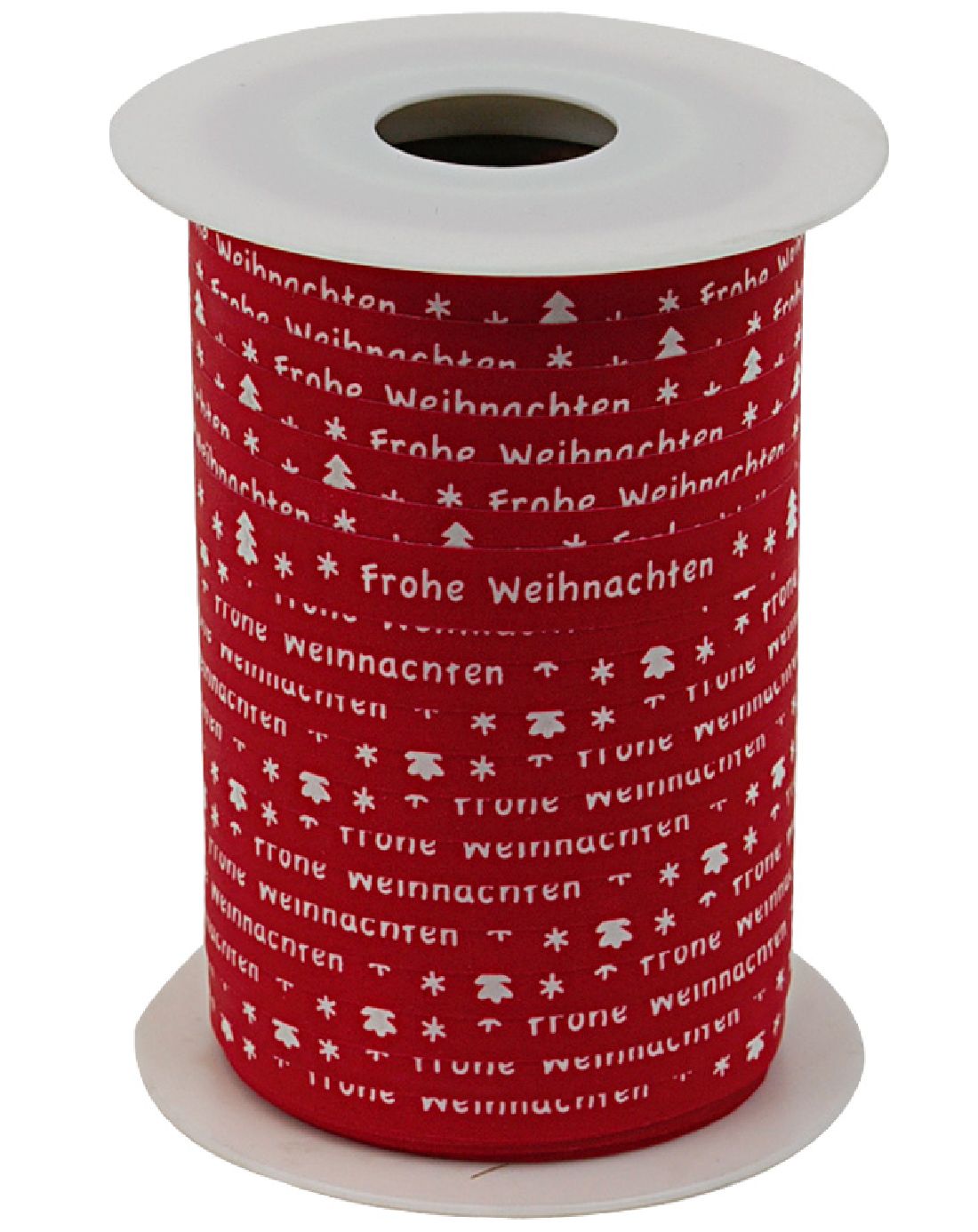Polyband Frohe Weihnachten ROT 8164 Ringelband mit Spruch 10mm  150Meter Ziehband
