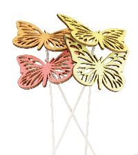 Schmetterling Maguna gelb-grün-rosa-orange 9761324 Stecker 8x5cm L:27cm Holz