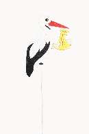Storch mit Baby am Pick 6475260 SCHWARZ-WEISS B:9cm H:10cm GL:28cm Holz