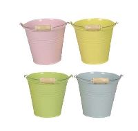Metalleimer Trio PASTELL GELB GRÜN ROSA BLAU Ø11xH10,5cm 620473