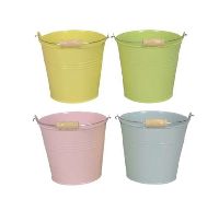 Metalleimer Trio PASTELL GELB GRÜN ROSA BLAU Ø13,5xH12cm 620473