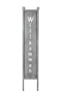 Gartenstecker/Stele Willkommen grau Spruch ausgestanzt 481009 13xH59cm GL:78cm  Eisen