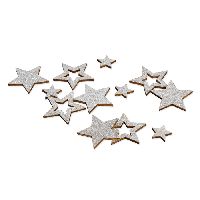 Sternstreu Glitter SILBER-GLIMMER 22707 Holz Ø2cm+Ø4cmx0,3mm 2 Größen Mix
