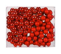 Spiegelbeeren / Glaskugeln 12002 rot glanz/matt 20mm  Draht Spiegelbeeren