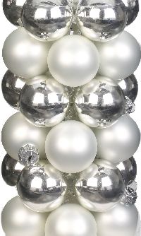 Glaskugel / Christbaumkugel 12000 silber glanz / weiß matt 40mm  nachhaltige Verpackung