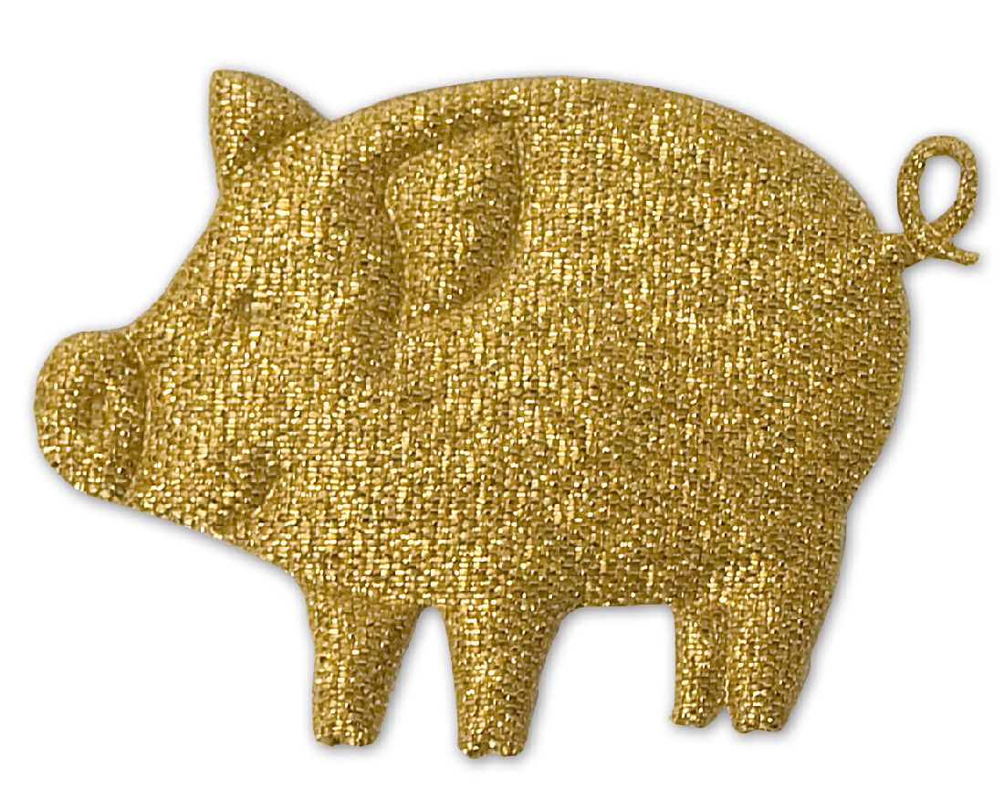 Glücksschweinchen Streudeko GOLD  6622 5cm  Silvesterdeko