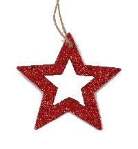 Sternhänger Glitzer ROT-GLITTER 10x0,3cm  613509