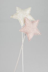 Stern Watteweich ROSA-CREME 20764300 Wipppick Stecker Ø6cm Filz wattiert