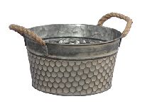 Metallschale Wabenmuster graubraun 358805 rund Ø21x10cm mit Seilhenkel