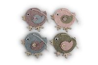 Vogel Wollart altrosa-rosa-grün-blau 2176122 Hänger 8cm Holz-Filz