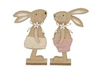Hasenpaar Sweet Dreams rosa-creme 621179 12x4x20cm auf Holzsockel