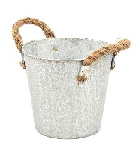 Eimer Metall mit Seilhenkel GRAU-WASHED 38 602 Ø15xH13,5cm