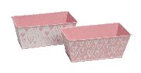 Metallschale Sweetheart ROSA-WEISS  2-fach sortiert rechteckig 21x10x9cm  03ZXA