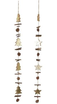 Girlande Golden X-MAS NATUR-GOLD 39794 Länge 72cm mit Stern oder Baum