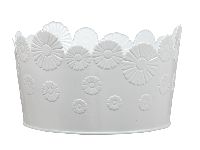 Metallschale Blumen WEISS 366430 Ø18,5cm H10cm