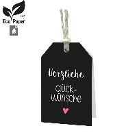 Minikarten Anhänger HERZLICHE GLÜCKWÜNSCHE Eco Part Paper 52x82mm