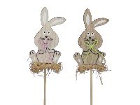 Hasenstecker Franz + Franzi ROSA-GRUEN 372090 4,5x8cm Holz