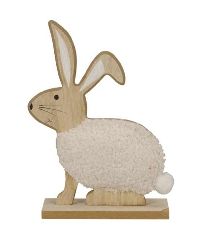 Hase Wollpelz WEISS-BRAUN 621186 15 x 5 x H20,5cm
