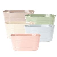 Metallschale Pastello rosa+weiss+taupe+grün+blau S/5 Jardiniere 24x14x12cm (LxBxH)