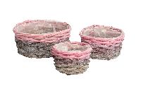 Pflanzkorb Rosali GRAU-ROSA 05rwa Spaltweide rund Ø16x10 + Ø21x11 +Ø26x12cm