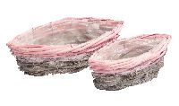 Pflanzkorb Rosali GRAU-ROSA 05rwa Spaltweide oval 24x12x10 + 32x15x13cm