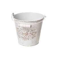 Metalleimer GARDEN CREME-SHABBY 86671 Ø14,5xH13cm Henkel+Holzgriff