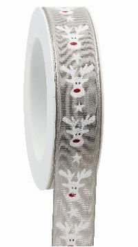 Band Rentiere grau-weiss X982 05 B:25mm L:20m formstabile Kante