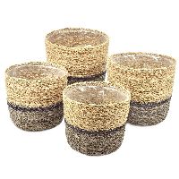 Korb Seegras S/4 Ø19xH18cm grau-natur 46 095 Ø13xH12cm Ø15x14cm Ø17xH17cm